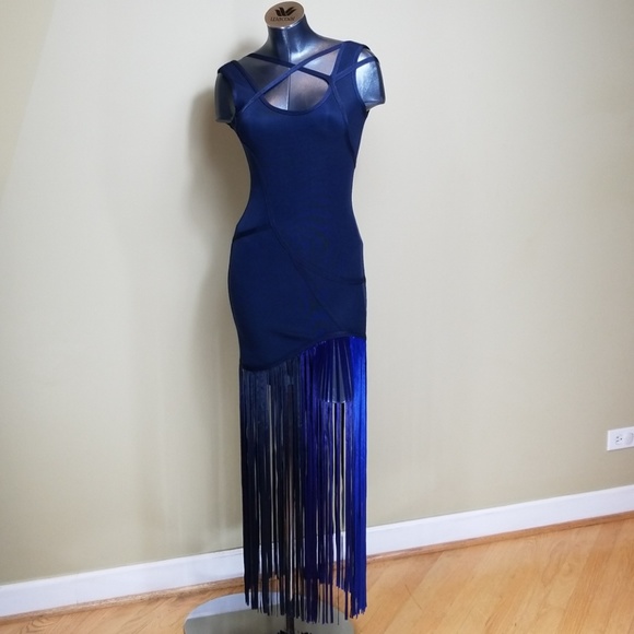 herve leger fringe gown